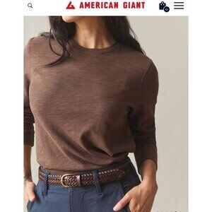 American Giant Women's Premium Slub Long Sleeve Crew Tee Brown